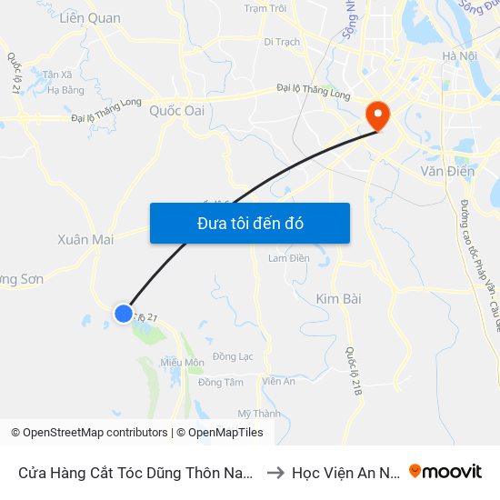 Cửa Hàng Cắt Tóc Dũng Thôn Nam Sơn - Đường Hồ Chí Minh to Học Viện An Ninh Nhân Dân map