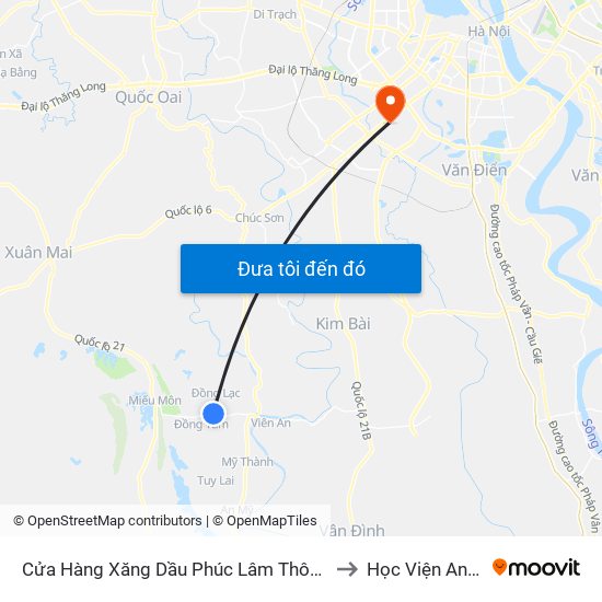 Cửa Hàng Xăng Dầu Phúc Lâm Thôn Chân Chim, Phúc Lâm - Tỉnh Lộ 429 to Học Viện An Ninh Nhân Dân map