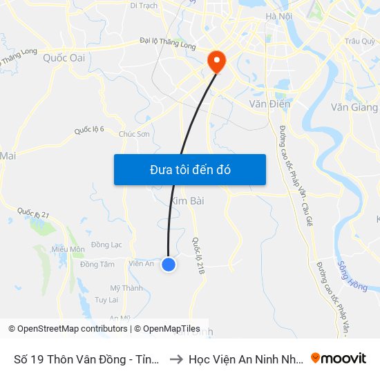 Số 19 Thôn Vân Đồng - Tỉnh Lộ 429 to Học Viện An Ninh Nhân Dân map