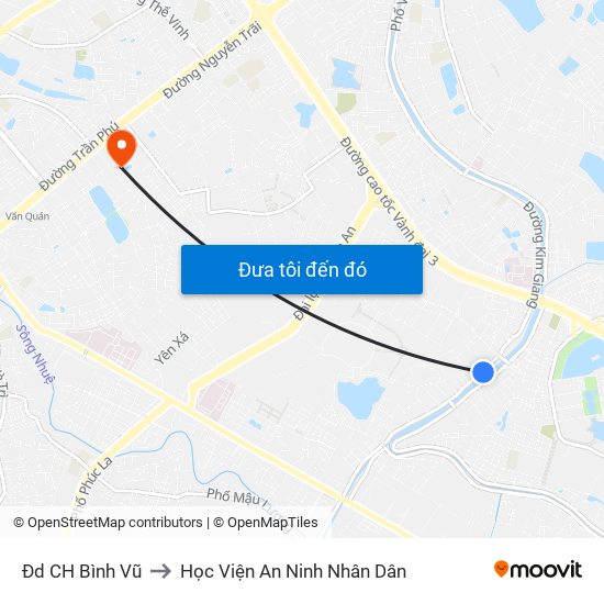 Đd CH Bình Vũ to Học Viện An Ninh Nhân Dân map