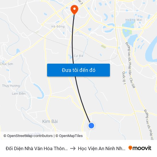 Đối Diện Nhà Văn Hóa Thôn Tam Đa to Học Viện An Ninh Nhân Dân map