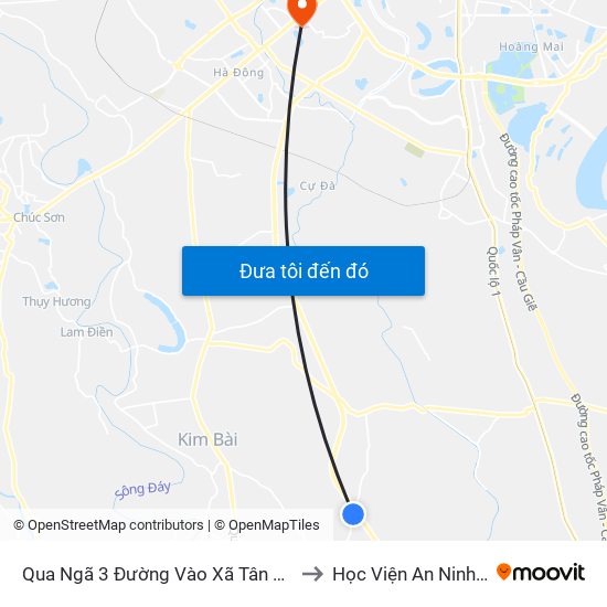 Qua Ngã 3 Đường Vào Xã Tân Ước Khoảng 50m to Học Viện An Ninh Nhân Dân map