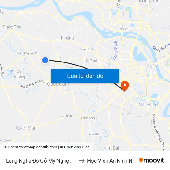 Làng Nghề Đồ Gỗ Mỹ Nghệ Thạch Thất to Học Viện An Ninh Nhân Dân map