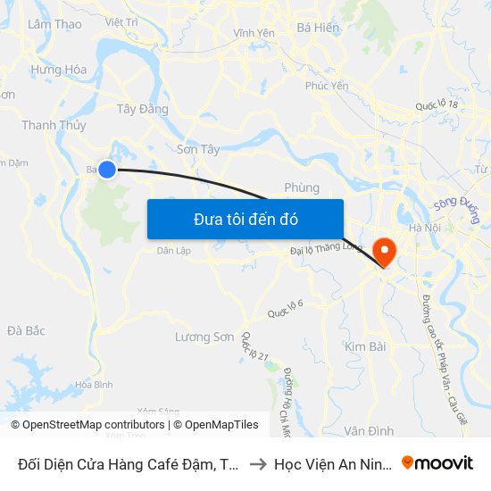 Cửa Hàng Sửa Chữa Ô Tô Xe Máy Tam Uy, Thôn 6, Ba Trại, Ba Vì to Học Viện An Ninh Nhân Dân map