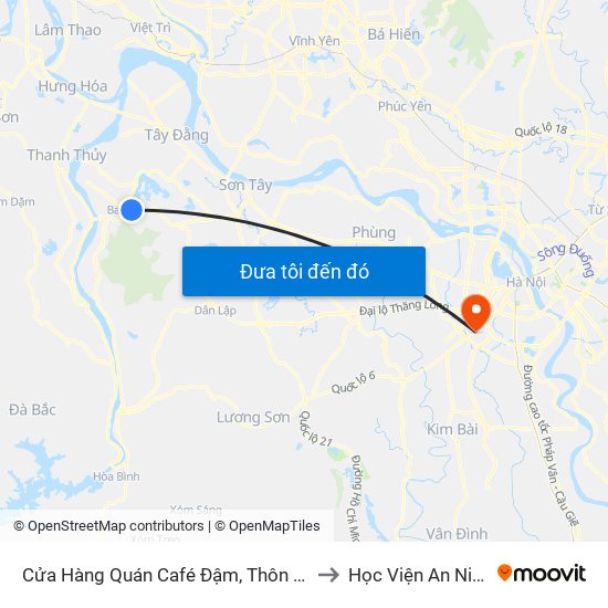 Đối Diện Cửa Hàng Sửa Chữa Ô Tô Xe Máy Hồng Sơn, Thôn 6, Tam Uy, Ba Trại, Ba Vì to Học Viện An Ninh Nhân Dân map