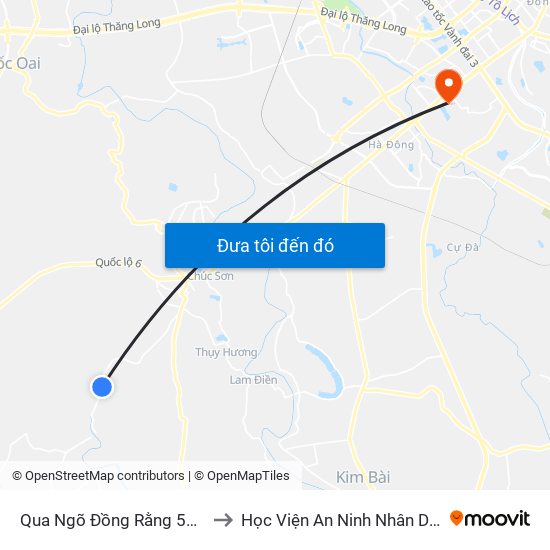 Qua Ngõ Đồng Rằng 50m to Học Viện An Ninh Nhân Dân map