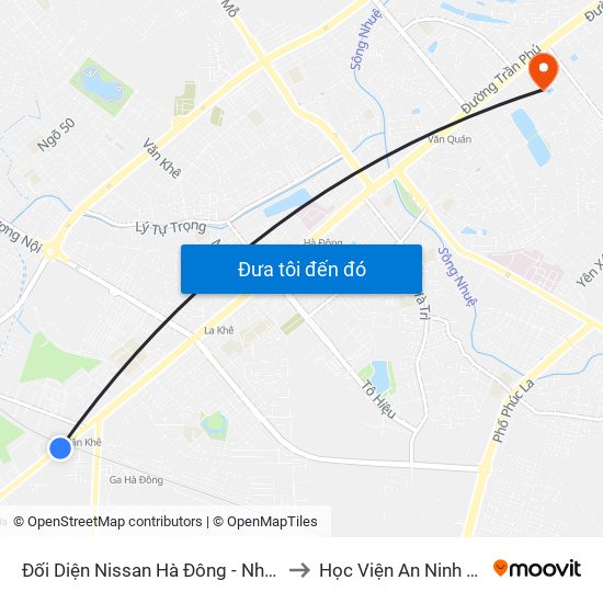 Đối Diện Nissan Hà Đông - Nhà Ga Văn Khê to Học Viện An Ninh Nhân Dân map