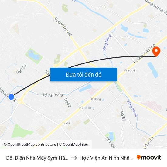 Đối Diện Nhà Máy Sym Hà Đông to Học Viện An Ninh Nhân Dân map