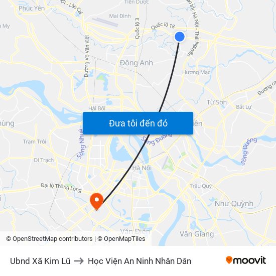 Ubnd Xã Kim Lũ to Học Viện An Ninh Nhân Dân map