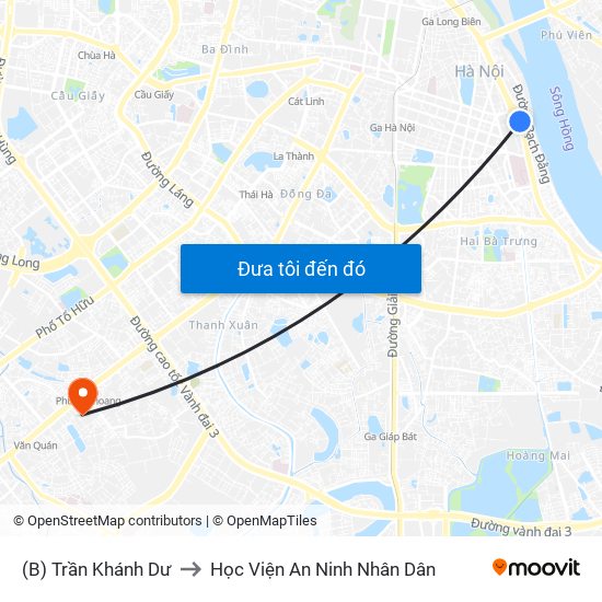 (B) Trần Khánh Dư to Học Viện An Ninh Nhân Dân map