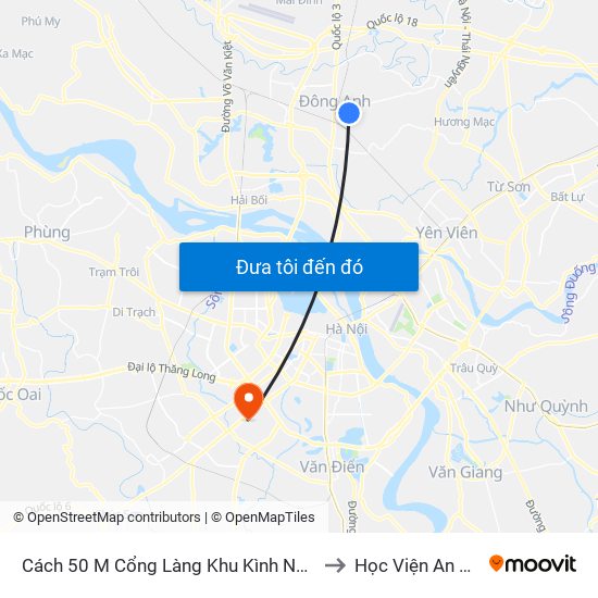 Cách 50 M Cổng Làng Khu Kình Nỗ ( Gần Viên Bắc Thăng Long ) to Học Viện An Ninh Nhân Dân map