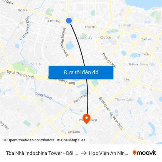 Tòa Nhà Indochina Tower - Đối Diện Đhqg Hà Nội to Học Viện An Ninh Nhân Dân map