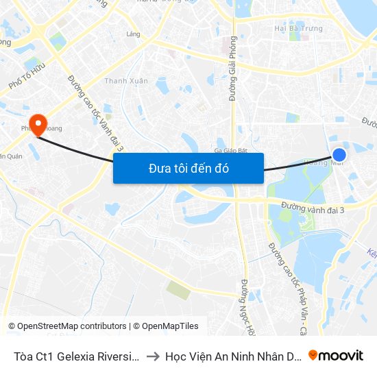 Tòa Ct1 Gelexia Riverside to Học Viện An Ninh Nhân Dân map