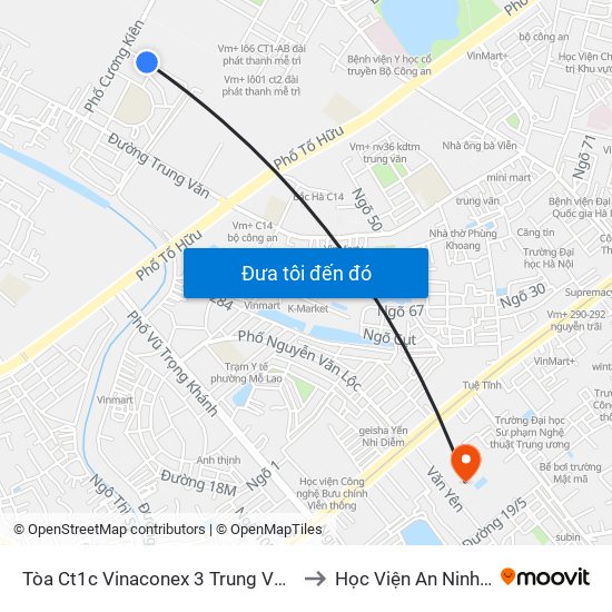 Tòa Ct1c Vinaconex 3 Trung Văn - Nam Từ Liêm to Học Viện An Ninh Nhân Dân map