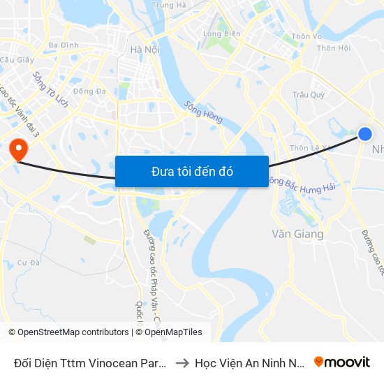 Đối Diện Tttm Vinocean Park Gia Lâm to Học Viện An Ninh Nhân Dân map