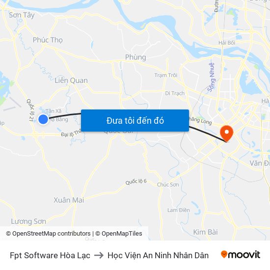 Fpt Software Hòa Lạc to Học Viện An Ninh Nhân Dân map