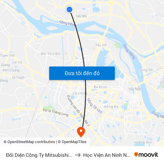 Đối Diện Công Ty Mitsubishi Việt Nam to Học Viện An Ninh Nhân Dân map