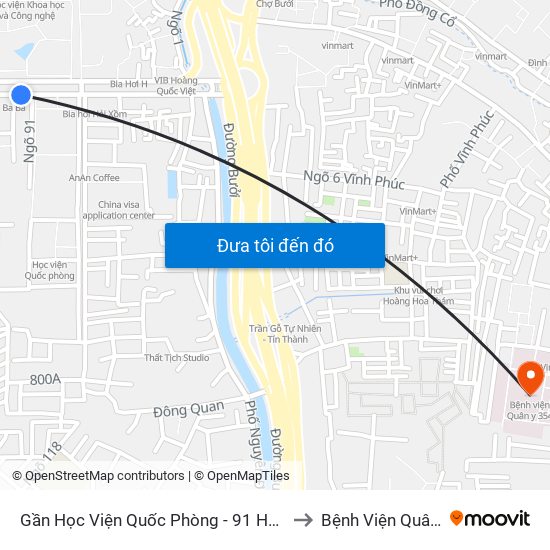 Gần Học Viện Quốc Phòng - 91 Hoàng Quốc Việt to Bệnh Viện Quân Y 354 map