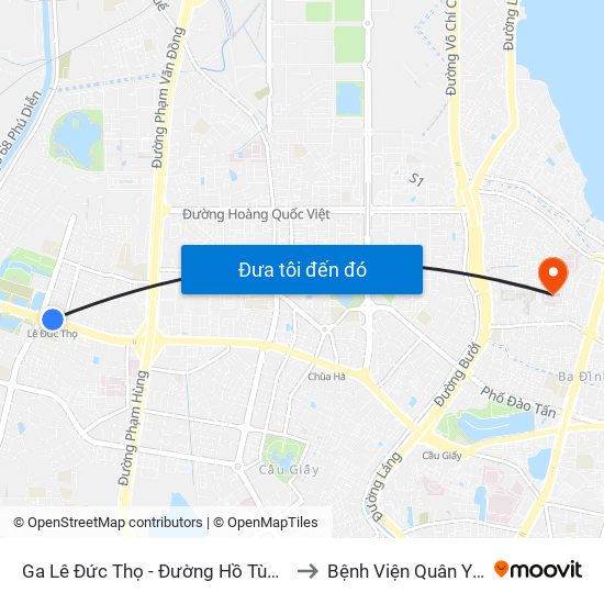 Ga Lê Đức Thọ - Đường Hồ Tùng Mậu to Bệnh Viện Quân Y 354 map