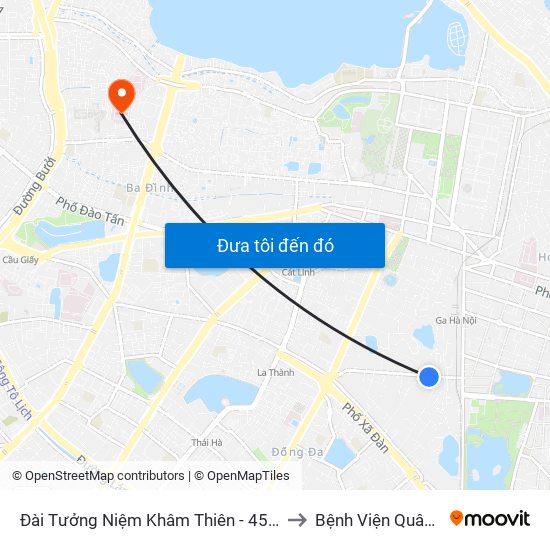 Đài Tưởng Niệm Khâm Thiên - 45 Khâm Thiên to Bệnh Viện Quân Y 354 map