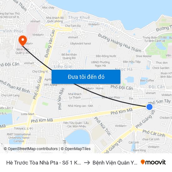 Hè Trước Tòa Nhà Pta - Số 1 Kim Mã to Bệnh Viện Quân Y 354 map