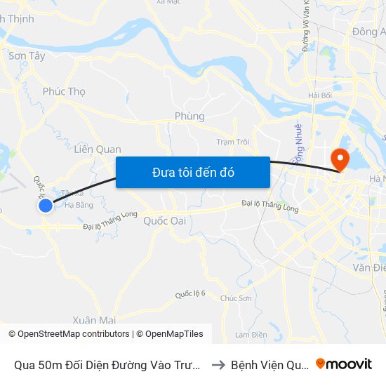 Qua 50m Đối Diện Đường Vào Trường Đh Fpt, Hòa Lạc to Bệnh Viện Quân Y 354 map