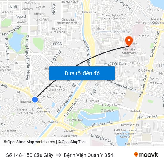 Số 148-150 Cầu Giấy to Bệnh Viện Quân Y 354 map