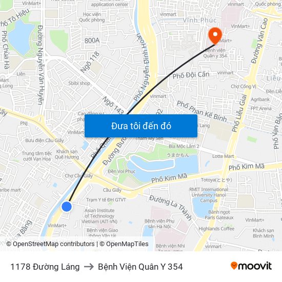 1178 Đường Láng to Bệnh Viện Quân Y 354 map