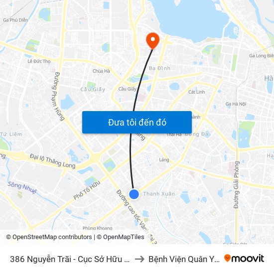 386 Nguyễn Trãi - Cục Sở Hữu Trí Tuệ to Bệnh Viện Quân Y 354 map