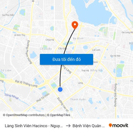 Làng Sinh Viên Hacinco - Nguyễn Tuân to Bệnh Viện Quân Y 354 map