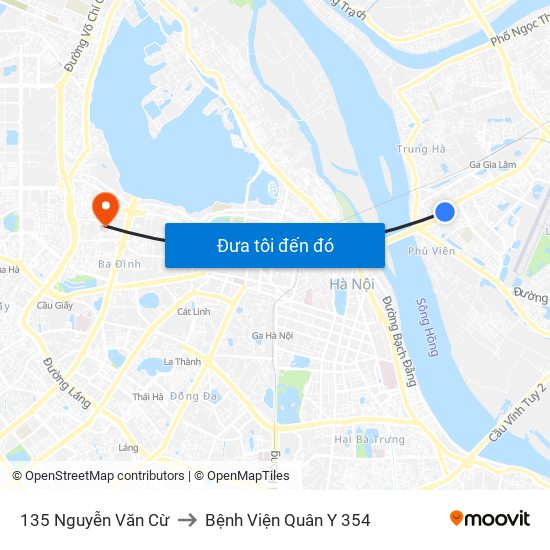 135 Nguyễn Văn Cừ to Bệnh Viện Quân Y 354 map