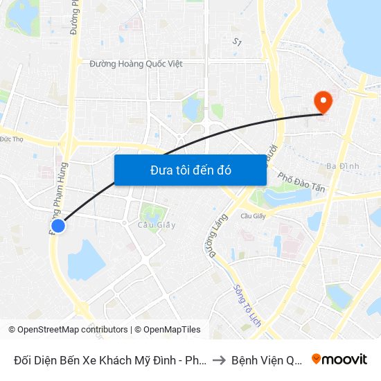 Đối Diện Bến Xe Khách Mỹ Đình - Phạm Hùng (Cột Trước) to Bệnh Viện Quân Y 354 map