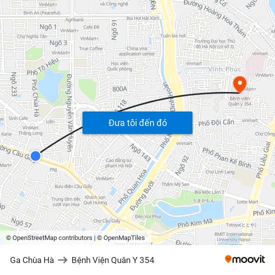 Ga Chùa Hà to Bệnh Viện Quân Y 354 map