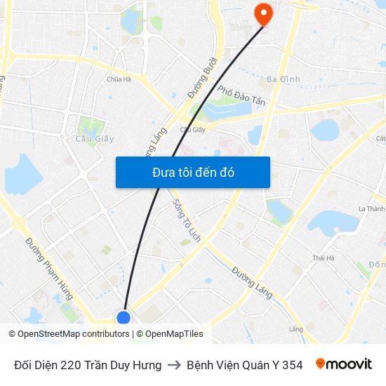 Đối Diện 220 Trần Duy Hưng to Bệnh Viện Quân Y 354 map