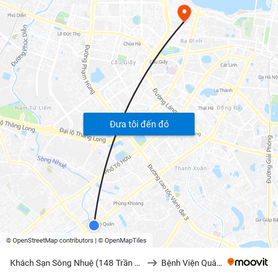 Khách Sạn Sông Nhuệ (148 Trần Phú- Hà Đông) to Bệnh Viện Quân Y 354 map