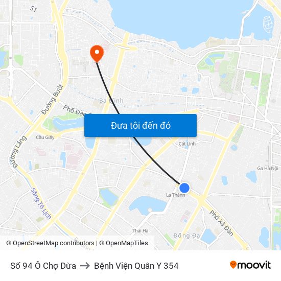 Số 94 Ô Chợ Dừa to Bệnh Viện Quân Y 354 map