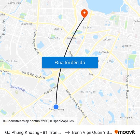 Ga Phùng Khoang - 81 Trần Phú to Bệnh Viện Quân Y 354 map
