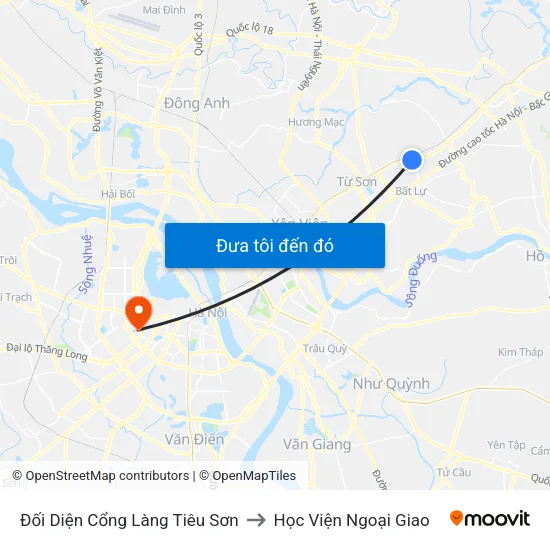 Đối Diện Cổng Làng Tiêu Sơn to Học Viện Ngoại Giao map