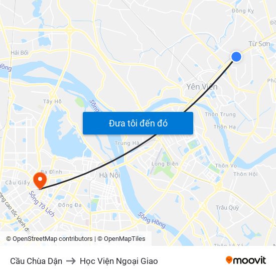 Cầu Chùa Dận to Học Viện Ngoại Giao map