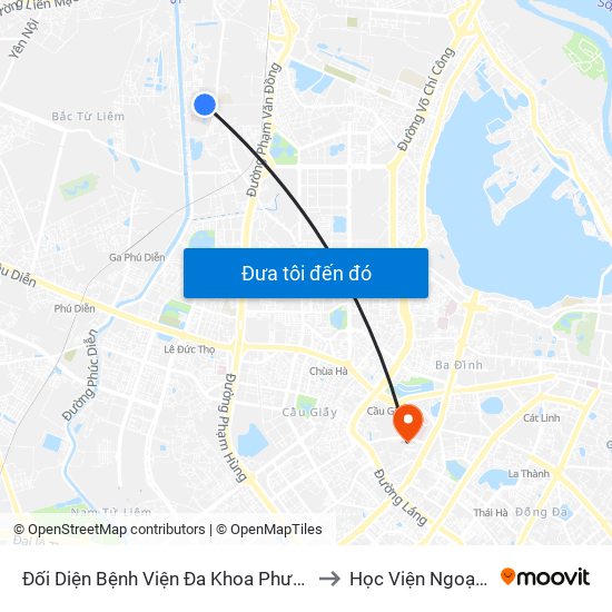 Đối Diện Bệnh Viện Đa Khoa Phương Đông to Học Viện Ngoại Giao map