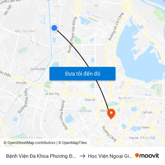 Bệnh Viện Đa Khoa Phương Đông to Học Viện Ngoại Giao map