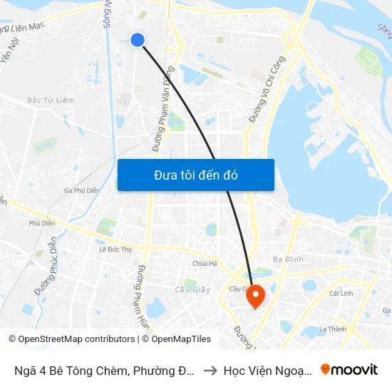Ngã 4 Bê Tông Chèm, Phường Đông Ngạc to Học Viện Ngoại Giao map
