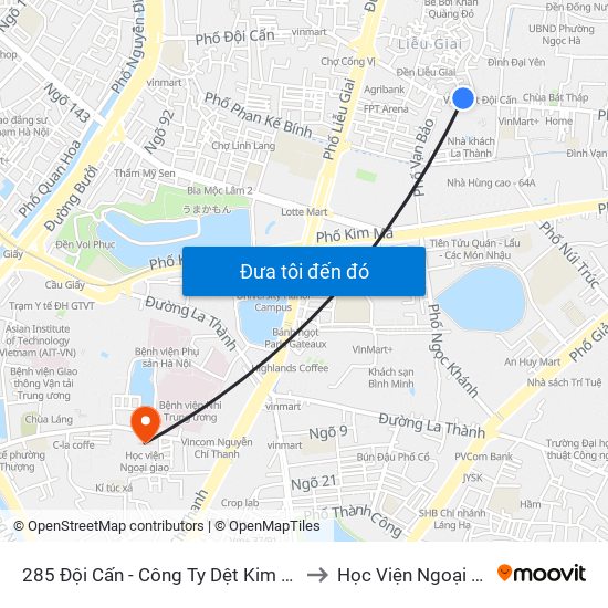 285 Đội Cấn - Công Ty Dệt Kim Hà Nội to Học Viện Ngoại Giao map