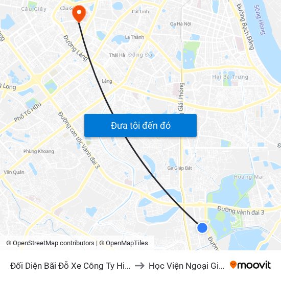 Đối Diện Bãi Đỗ Xe Công Ty Hino to Học Viện Ngoại Giao map