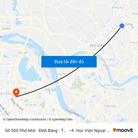 Số 500 Phố Mới - Đình Bảng - Từ Sơn to Học Viện Ngoại Giao map