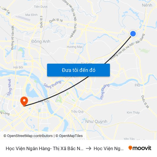 Học Viện Ngân Hàng- Thị Xã Bắc Ninh - Quốc Lộ 1 to Học Viện Ngoại Giao map