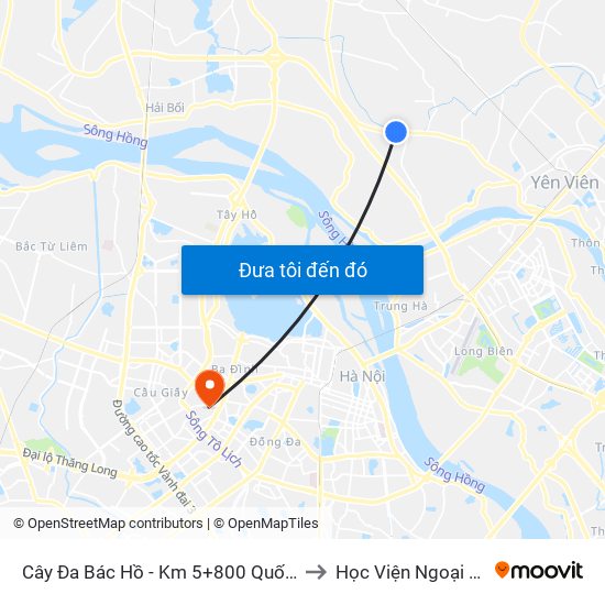 Cây Đa Bác Hồ - Km 5+800 Quốc Lộ 3 to Học Viện Ngoại Giao map