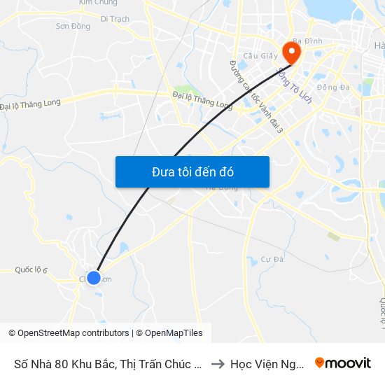 Số Nhà 80 Khu Bắc, Thị Trấn Chúc Sơn - Quốc Lộ 6 to Học Viện Ngoại Giao map