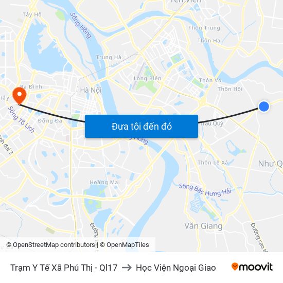 Trạm Y Tế Xã Phú Thị - Ql17 to Học Viện Ngoại Giao map