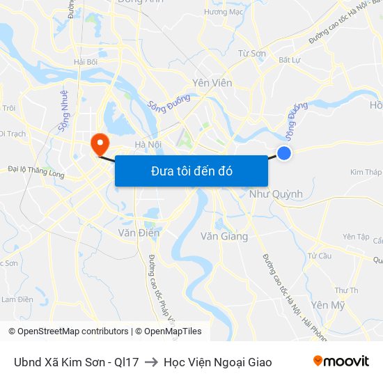 Ubnd Xã Kim Sơn  - Ql17 to Học Viện Ngoại Giao map